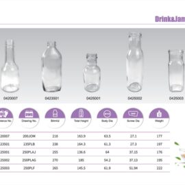 Clear Glass Drink Bottles 215ml to 270ml