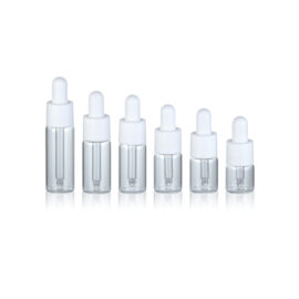 Glass dropper bottles Dia 23mm with Neck Finish18/410 plastic collar and silicon rubber